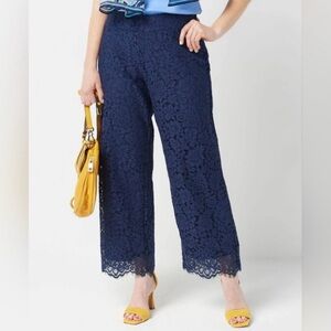 Isaac Mizrahi Live! Navy Blue Lace Fully Lined Wide Leg Pants M